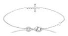 Bracelet chaîne fine à croix sertie de zircons en argent rhodié