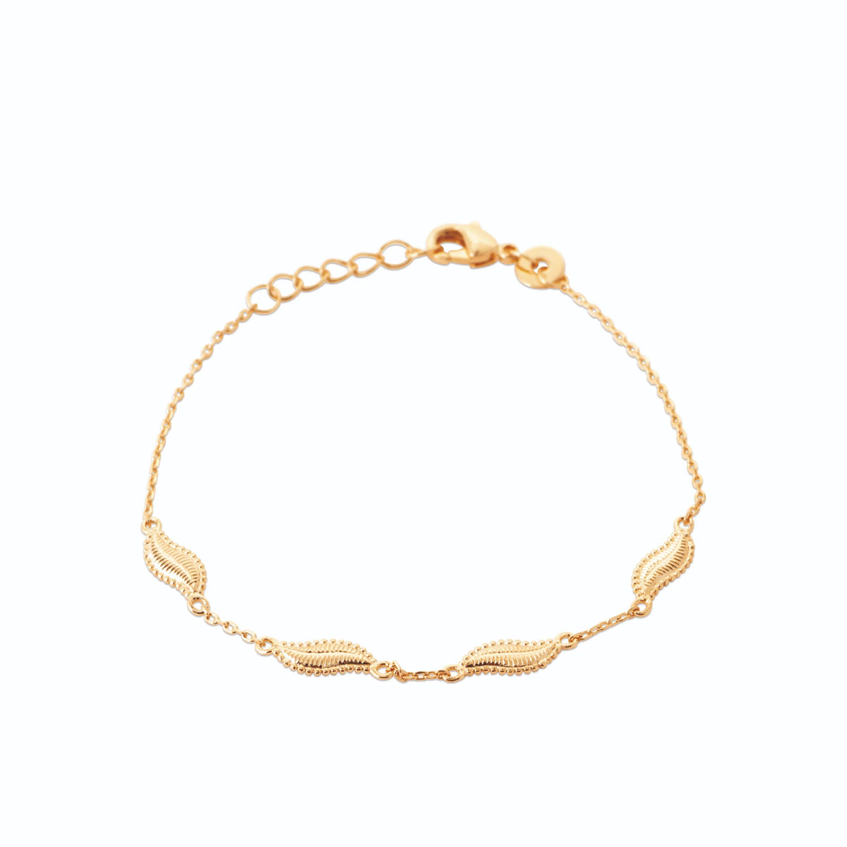 Bracelet chaîne fine à maillons ondulés striés en plaqué or