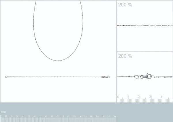 Bracelet chaîne fine à rondelles en argent 925 rhodié, autre vue