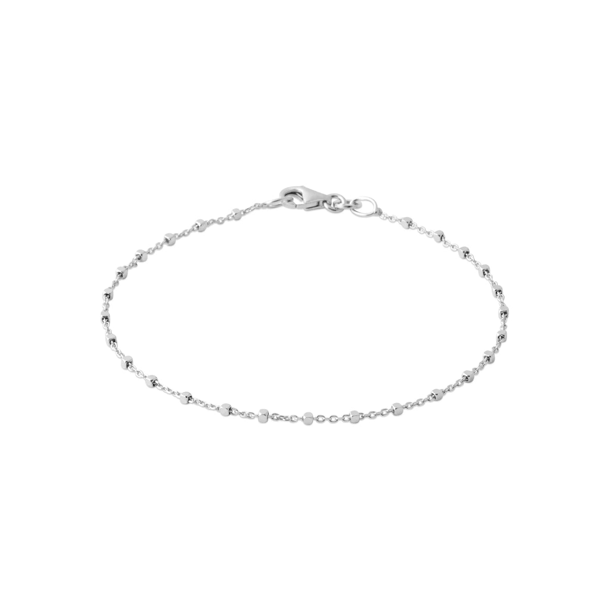 Bracelet chaîne fine à rondelles en argent 925 rhodié