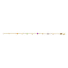 Bracelet chaîne fine à stations de pierres multicolores en plaqué or