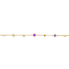 Bracelet chaîne fine à stations de pierres multicolores en plaqué or
