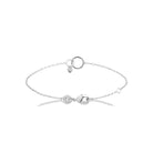 Bracelet chaîne fine anneaux entrelacés et zircon cœur en argent 925 rhodié