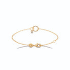 Bracelet chaîne fine anneaux entrelacés et zircon cœur en plaqué or