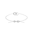Bracelet chaîne fine anneaux ovales lisses entrelacés en argent 925 rhodié