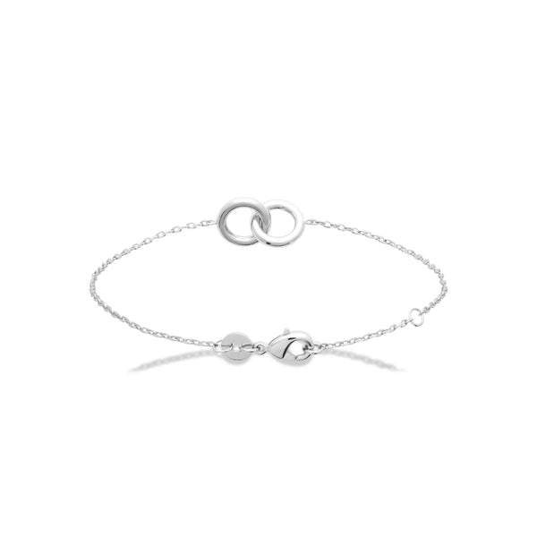 Bracelet chaîne fine anneaux ovales lisses entrelacés en argent 925 rhodié