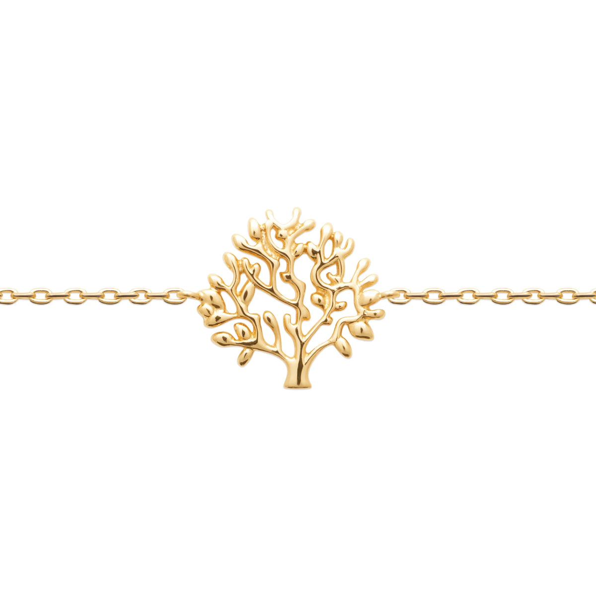 Bracelet chaîne fine arbre de vie ajouré en plaqué or