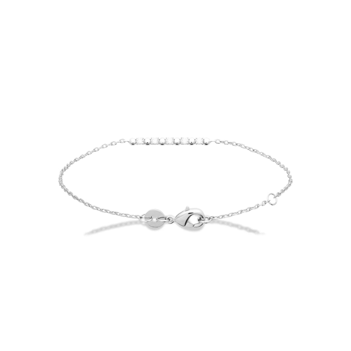 Bracelet chaîne fine arc de petites fleurs de zircons en argent 925 rhodié