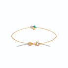 Bracelet chaîne fine bouquet de pierres véritables colorées en plaqué or