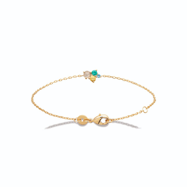 Bracelet chaîne fine bouquet de pierres véritables colorées en plaqué or