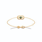 Bracelet chaîne fine cadre cordé et jaspe dalmatien en plaqué or
