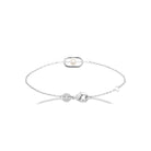 Bracelet chaîne fine cadre ovale et perle de culture en argent 925 rhodié