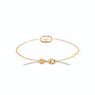 Bracelet chaîne fine cadre ovale et perle de culture en plaqué or