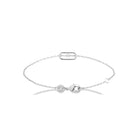Bracelet chaîne fine cadre ovale et zircon central en argent 925 rhodié