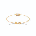 Bracelet chaîne fine cadre ovale et zircon central en plaqué or