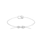 Bracelet chaîne fine cadre rectangulaire et bouquet de zircons en argent 925 rhodié