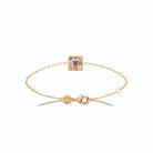 Bracelet chaîne fine carré de pierres multicolores en plaqué or