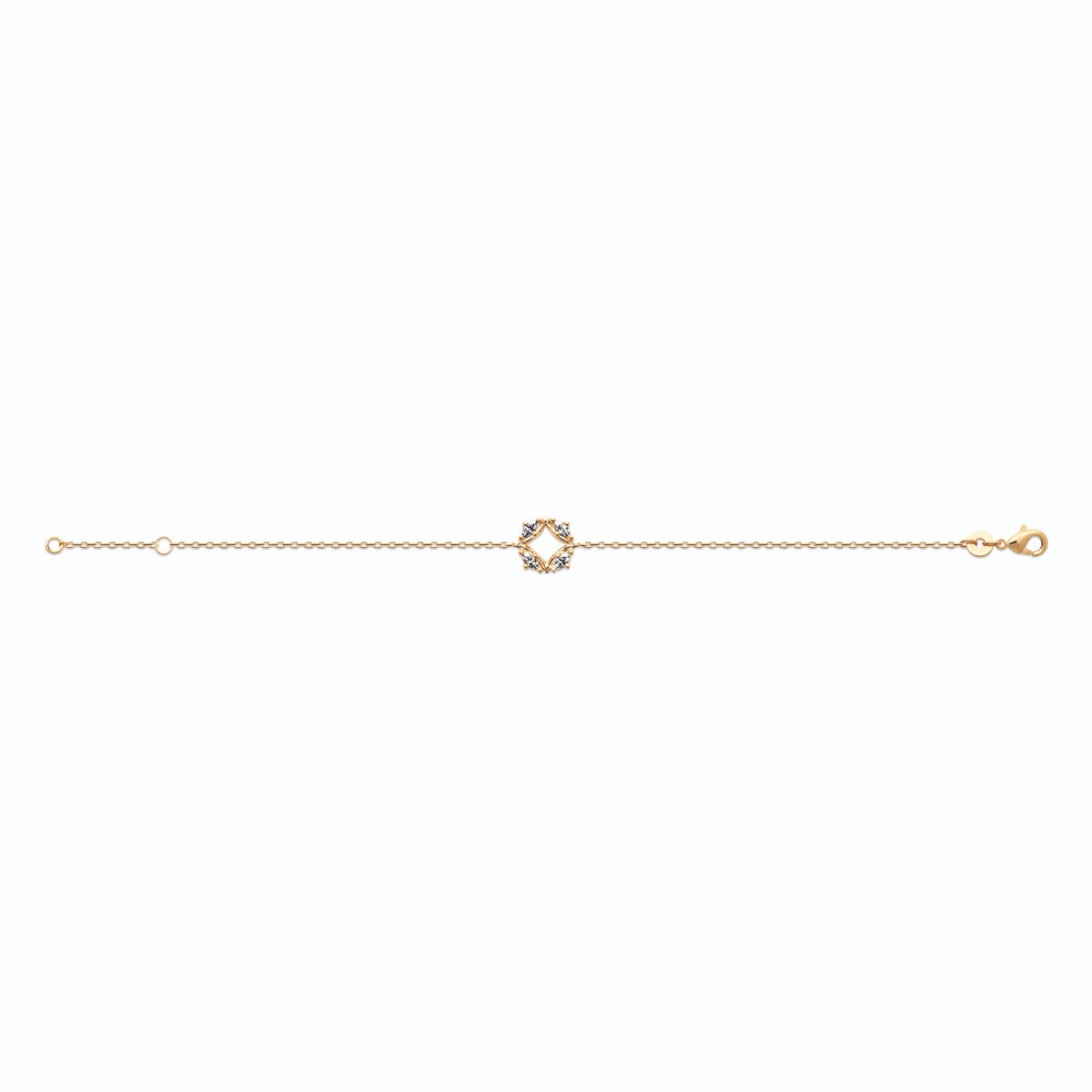 Bracelet chaîne fine cercle de zircons en plaqué or