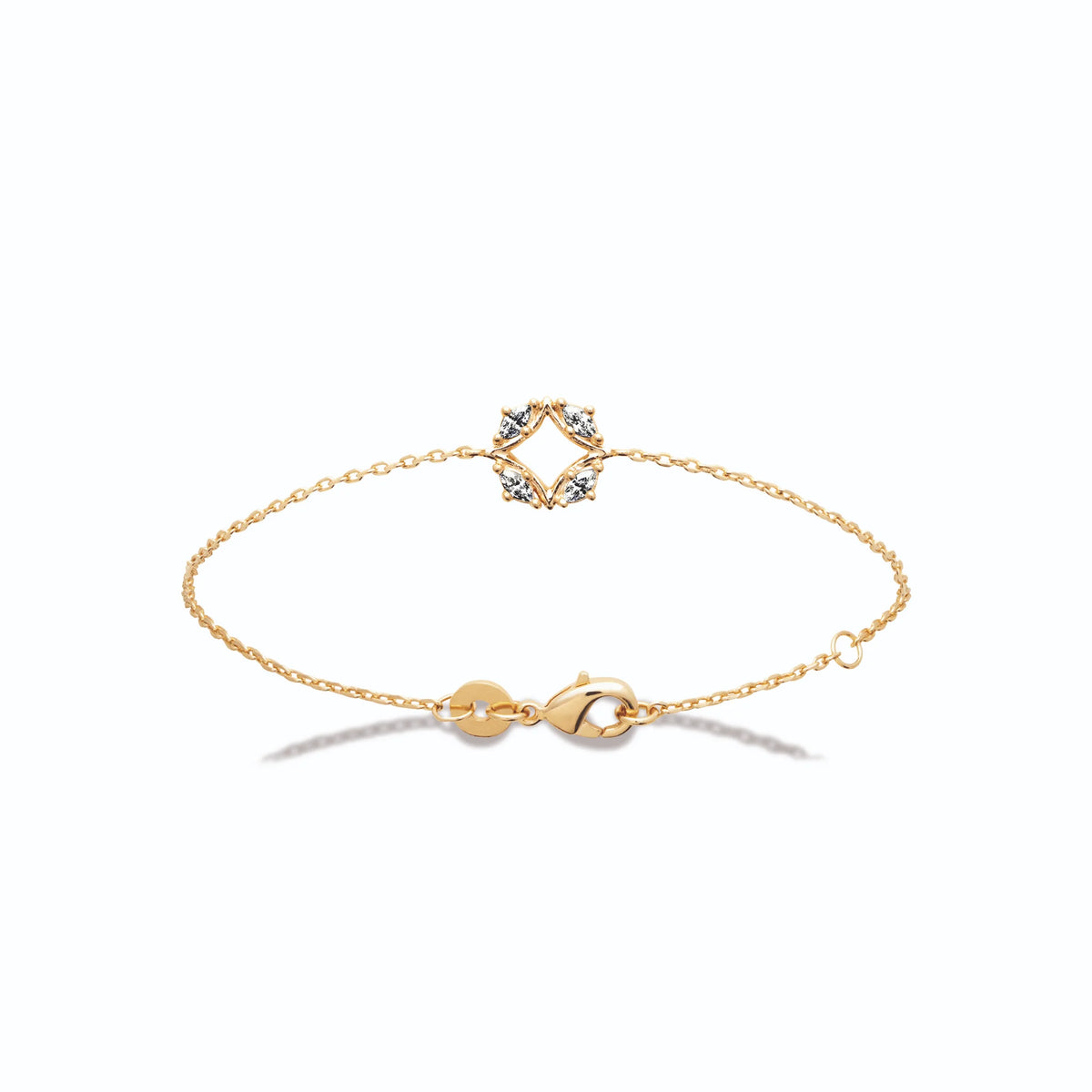 Bracelet chaîne fine cercle de zircons en plaqué or