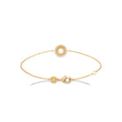 Bracelet chaîne fine cercle rayonnant et zircons en plaqué or