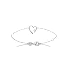 Bracelet chaîne fine cœur d’un trait et zircon en argent 925 rhodié