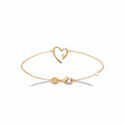 Bracelet chaîne fine cœur d’un trait et zircon en plaqué or