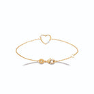 Bracelet chaîne fine cœur ouvert et petite étoile sertie en plaqué or