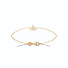 Bracelet chaîne fine demi-cercle dentelle et zircon poire en plaqué or