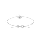 Bracelet chaîne fine demi-soleil perlé et zircon en argent 925 rhodié