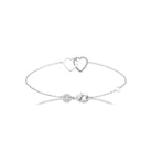 Bracelet chaîne fine deux cœurs entrelacés en argent 925 rhodié