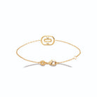 Bracelet chaîne fine double cadre ovale et zircons en plaqué or