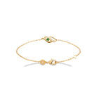Bracelet chaîne fine double vague et pierre verte en plaqué or
