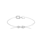 Bracelet chaîne fine duo d’étriers pavé et lisse en argent 925 rhodié