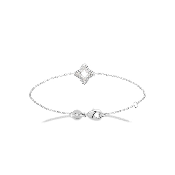 Bracelet chaîne fine étoile ajourée pavée de zircons en argent 925 rhodié