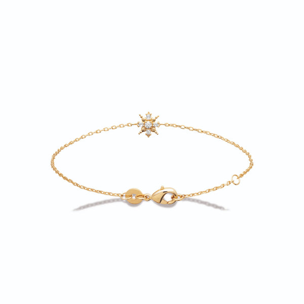 Bracelet chaîne fine étoile de zircons baguettes en plaqué or