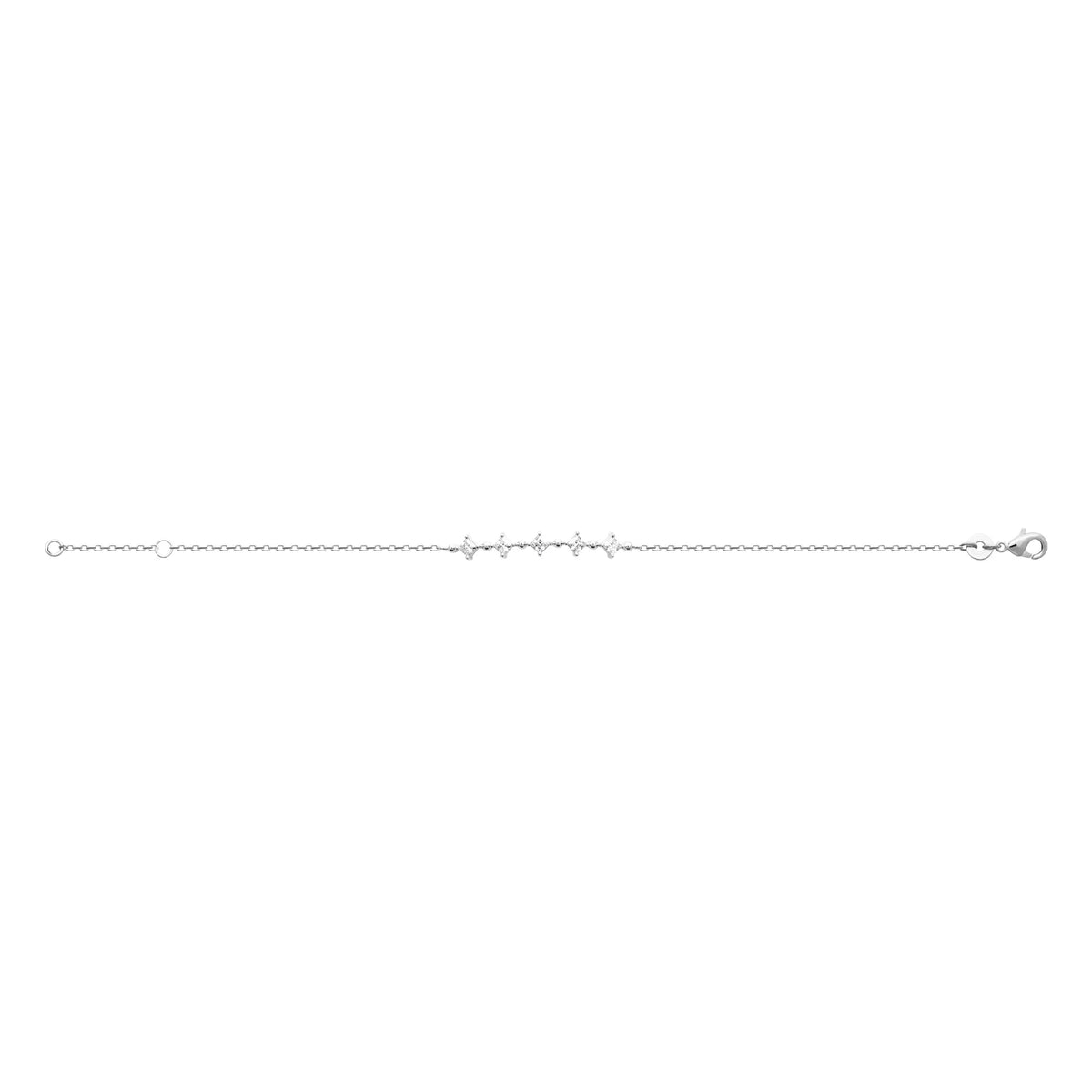 Bracelet chaîne fine étoiles de zircons en argent 925 rhodié