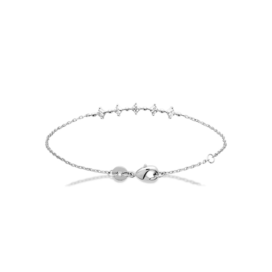 Bracelet chaîne fine étoiles de zircons en argent 925 rhodié, vue de face