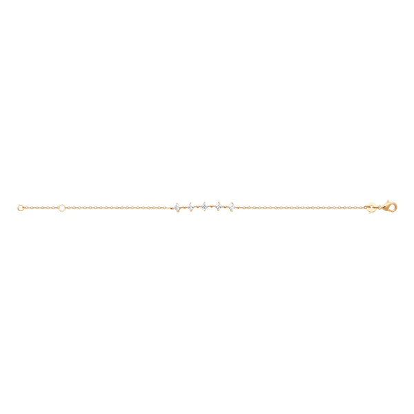 Bracelet chaîne fine étoiles de zircons en plaqué or, autre vue