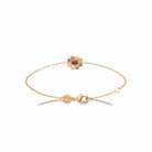 Bracelet chaîne fine fleur de pierres multicolores en plaqué or