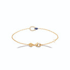 Bracelet chaîne fine goutte de zircons et pierre bleue en plaqué or