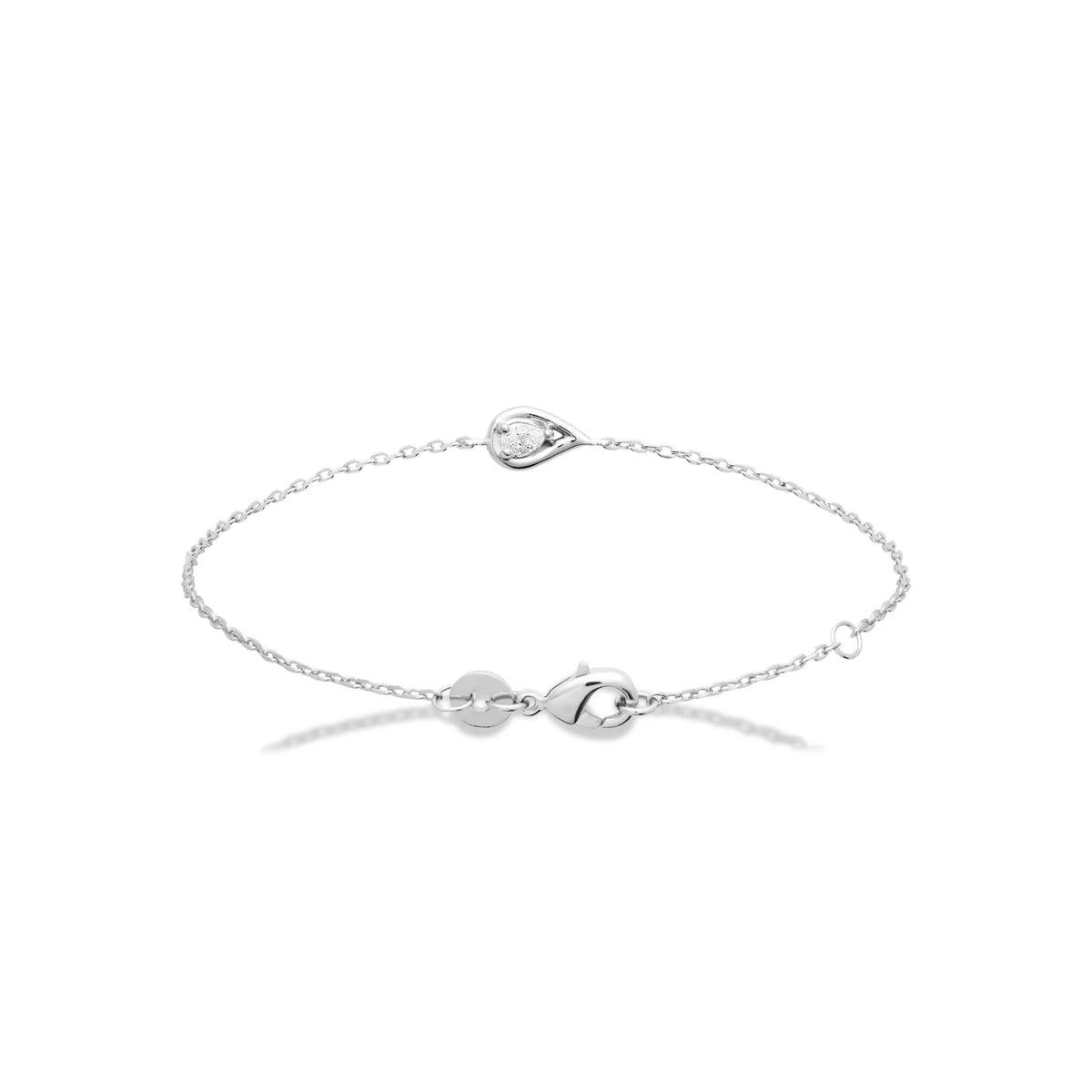 Bracelet chaîne fine goutte sertie d’un zircon en argent 925 rhodié
