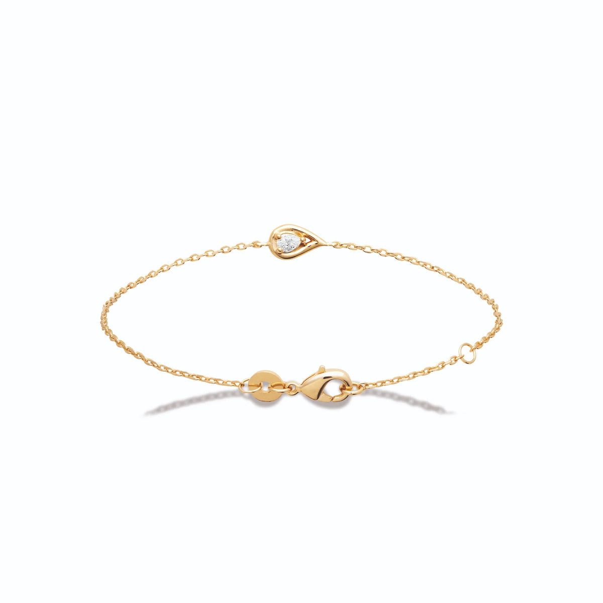Bracelet chaîne fine goutte sertie d’un zircon en plaqué or