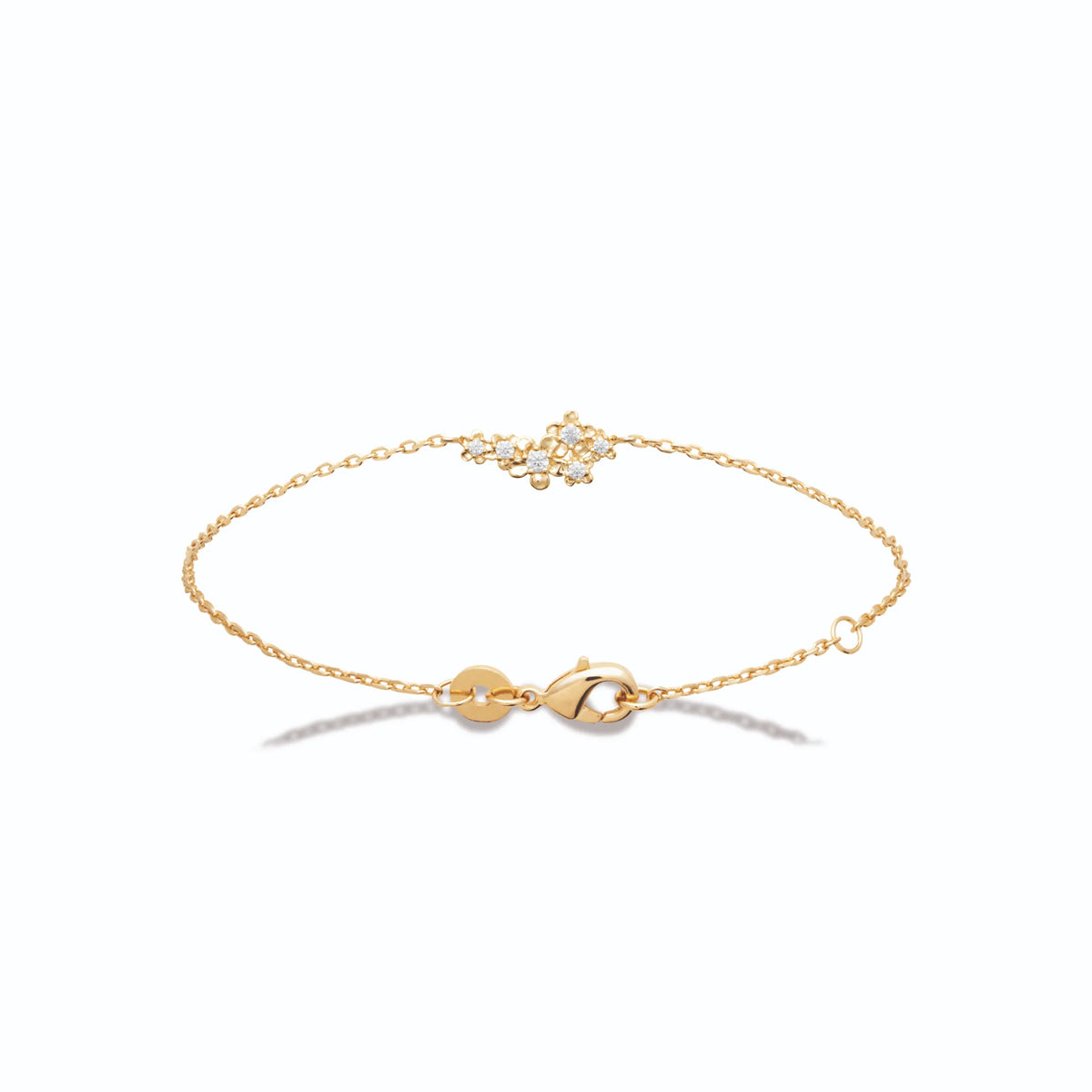 Bracelet chaîne fine grappe de zircons en plaqué or