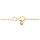 Bracelet chaîne fine infini et pampille cœur en plaqué or