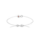 Bracelet chaîne fine infini et pierre rouge en argent 925 rhodié