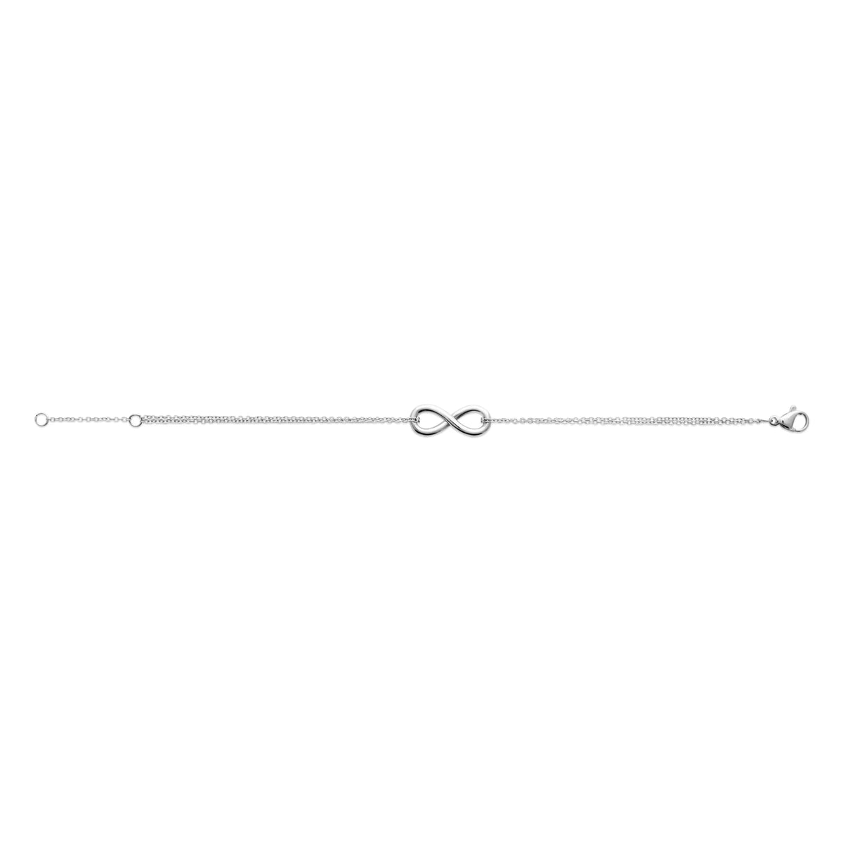 Bracelet chaîne fine infini lisse en acier PVD argenté