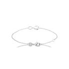 Bracelet chaîne fine infini lisse et zircon en argent 925 rhodié