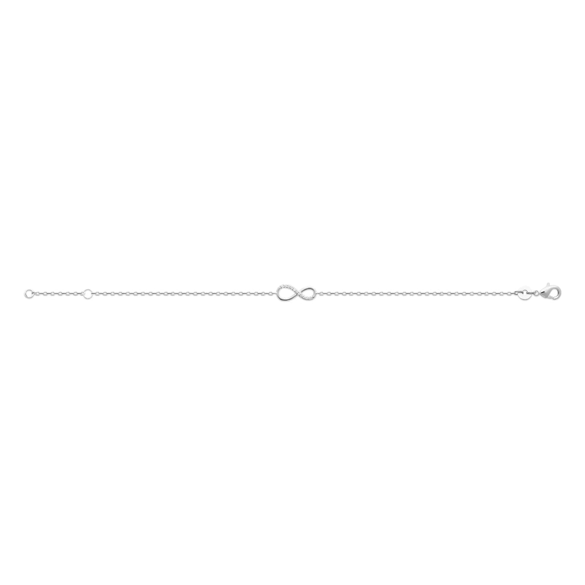 Bracelet chaîne fine infini pavé de zircons en argent 925 rhodié