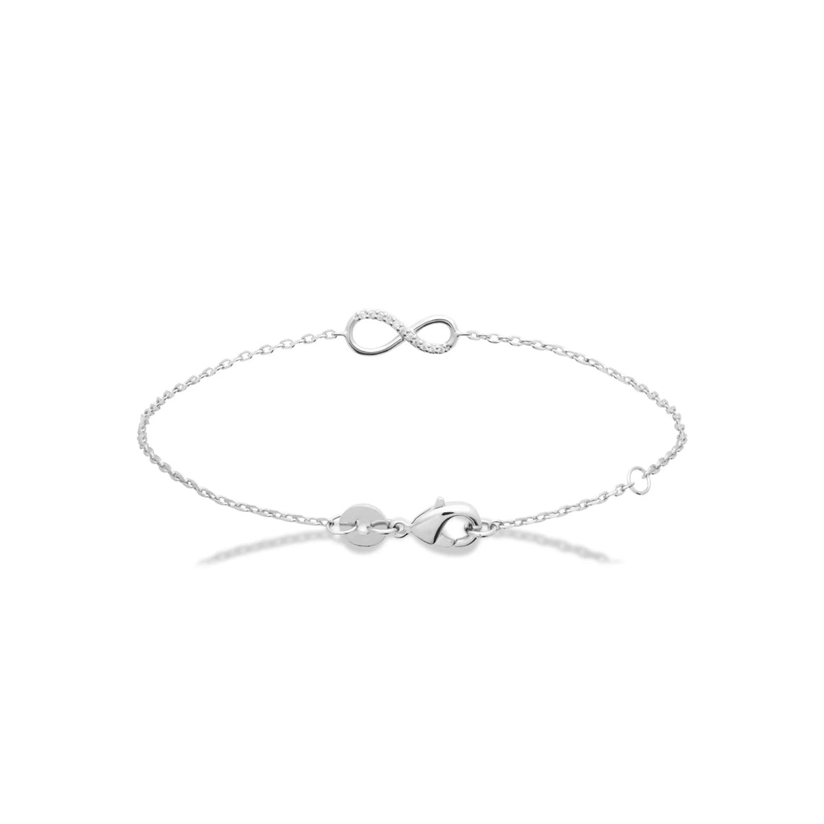 Bracelet chaîne fine infini pavé de zircons en argent 925 rhodié