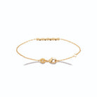 Bracelet chaîne fine ligne de fleurs dorées perlées en plaqué or